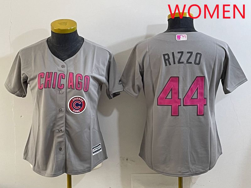 Women Chicago Cubs #44 Rizzo Grey Fashion Game 2025 Nike MLB Jersey style 6